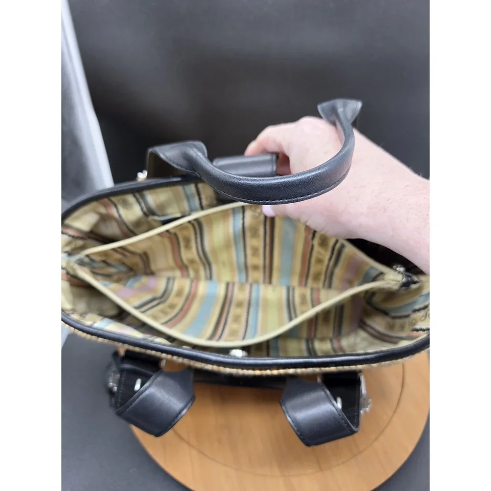 Brighton Bernadette Straw‎ Purse With Black Leather Handles Flawless!